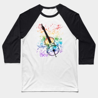 Double Bass Rainbow Colours Bassist Jazz Musician Baseball T-Shirt